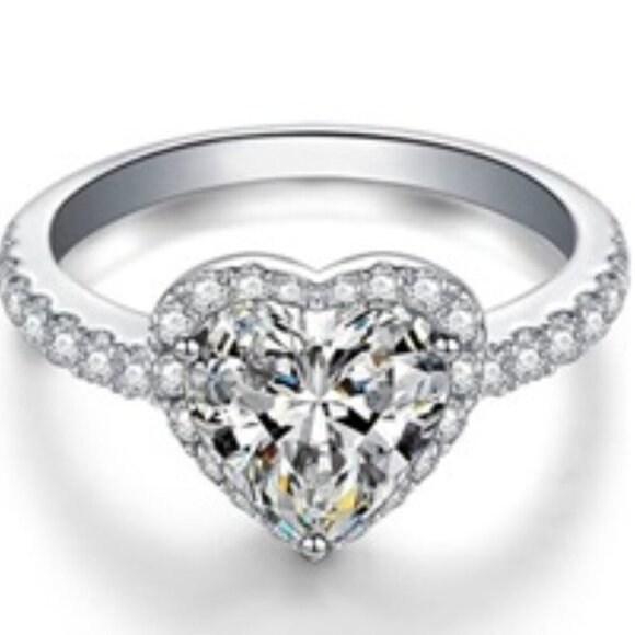 Hollow Gemstone Zircon Thin Sweet Vintage Heart CZ Ring for Women, MARR9… - Picture 1 of 5